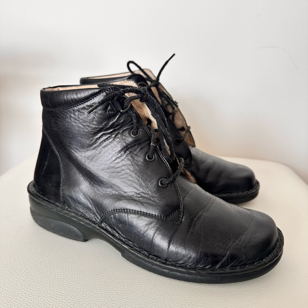 Berkemann Kids Black Leather Lace-Up Boots Size 3½ EU 36 Youth 4–4.5
